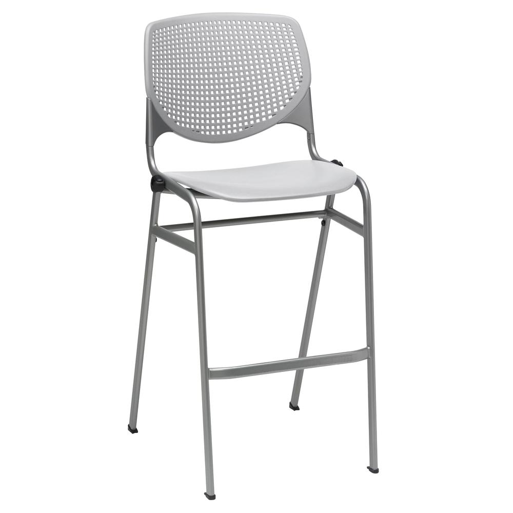 KOOL Series Poly Barstool, Light Grey,