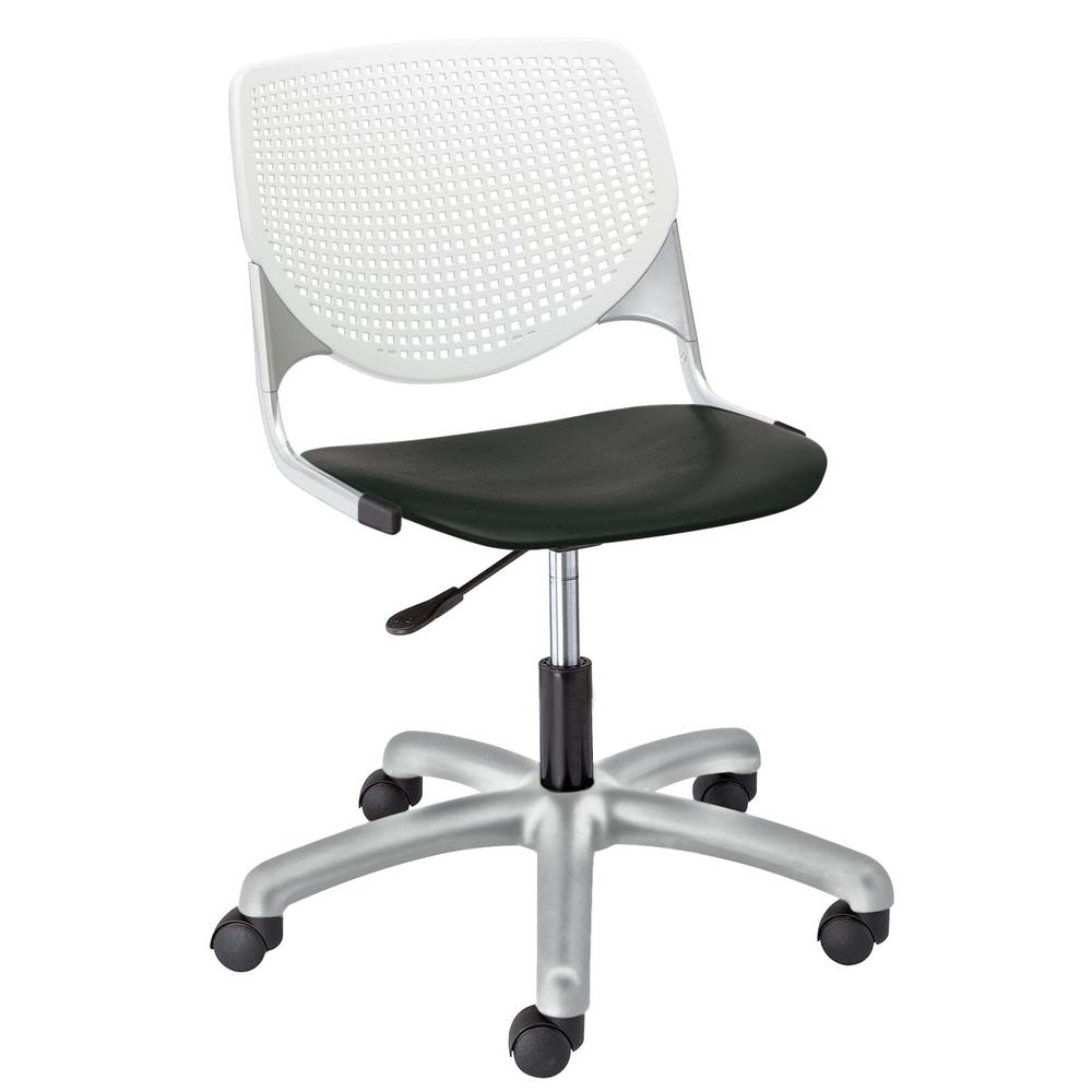 KOOL Poly Task Chair, White Back, Black Seat