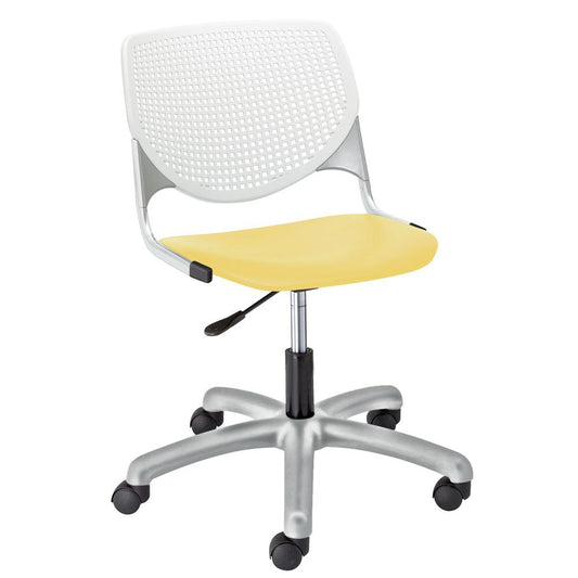 KOOL Poly Task Chair, White Back, Yellow Seat