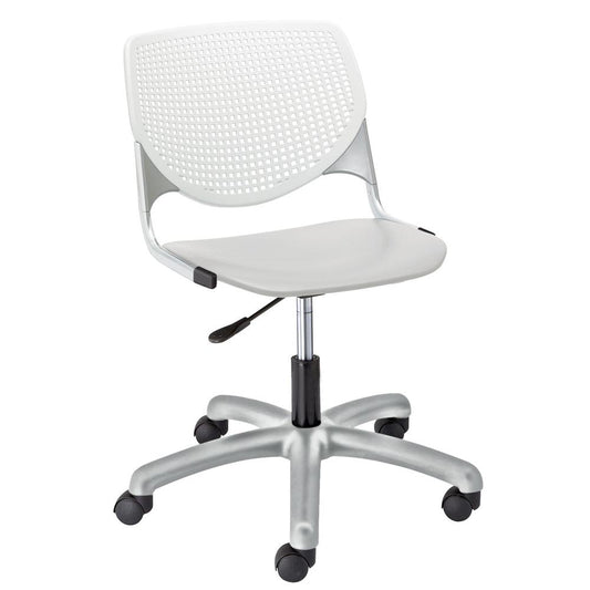 KOOL Poly Task Chair, White Back, Light Grey Seat