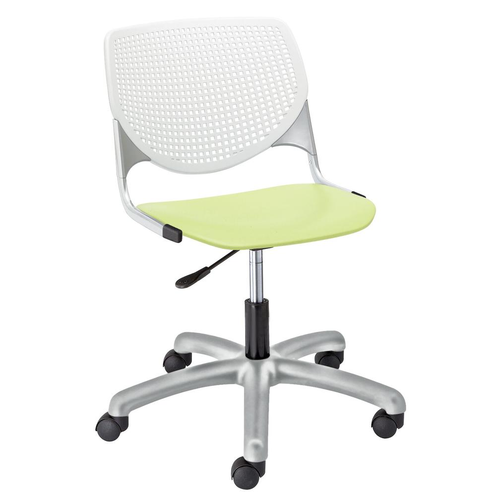 KOOL Poly Task Chair, White Back, Lime Green Seat