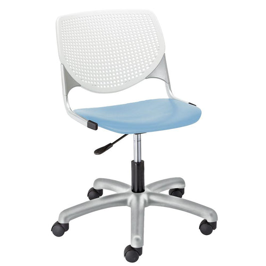 KOOL Poly Task Chair, White Back, Sky Blue Seat