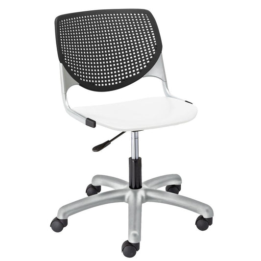 KOOL Poly Task Chair, Black Back, White Seat