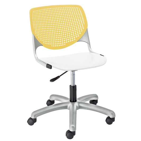 KOOL Poly Task Chair, Yellow Back, White Seat