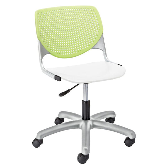 KOOL Poly Task Chair, Lime Green Back, White Seat