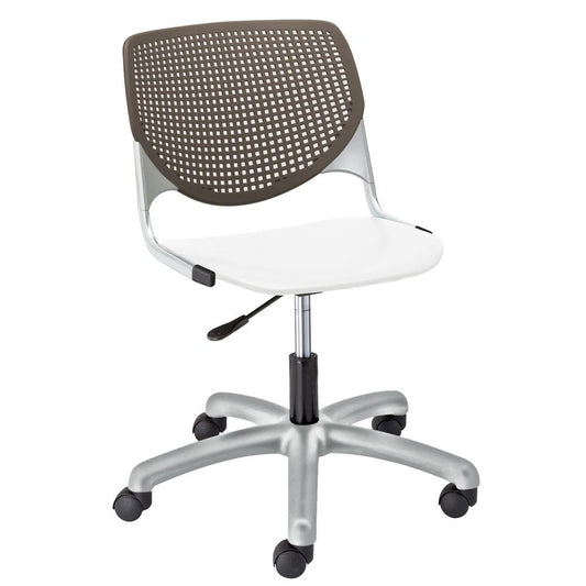 KOOL Poly Task Chair, Brownstone Back, White Seat