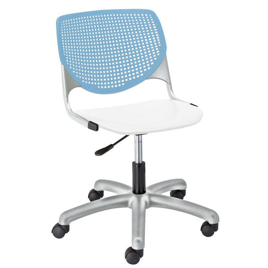 KOOL Poly Task Chair, Sky Blue Back, White Seat