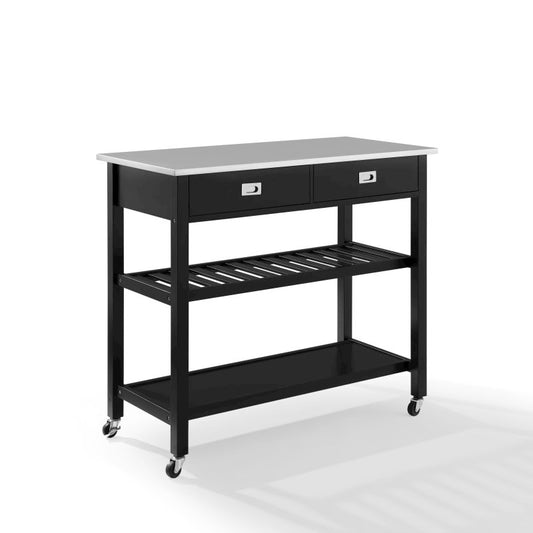 Chloe Stainless Steel Top Kitchen Island/Cart Black/Stainless Steel