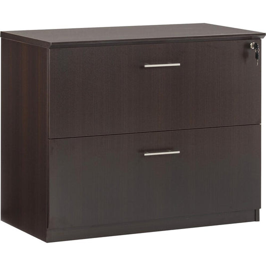 Safco Medina Mocha Laminate Office Unit - 1" Work Surface, 36" x 20"29.5" Lateral File, 0" Table Top, 11.9"9.1" Drawer - File Drawer(s) - Beveled Edge - Material: Medium Density Fiberboard (MDF) - Fin