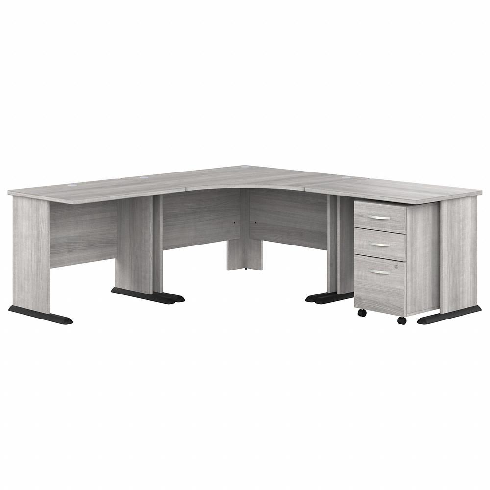 Bush Business Furniture Studio A 83W Large Corner Desk with 3-Drawer Mobile File Cabinet - 82.8" x 82.8"29.7" - 3 x File, Box Drawer(s) - Finish: Thermoplastic Laminate, Platinum Gray