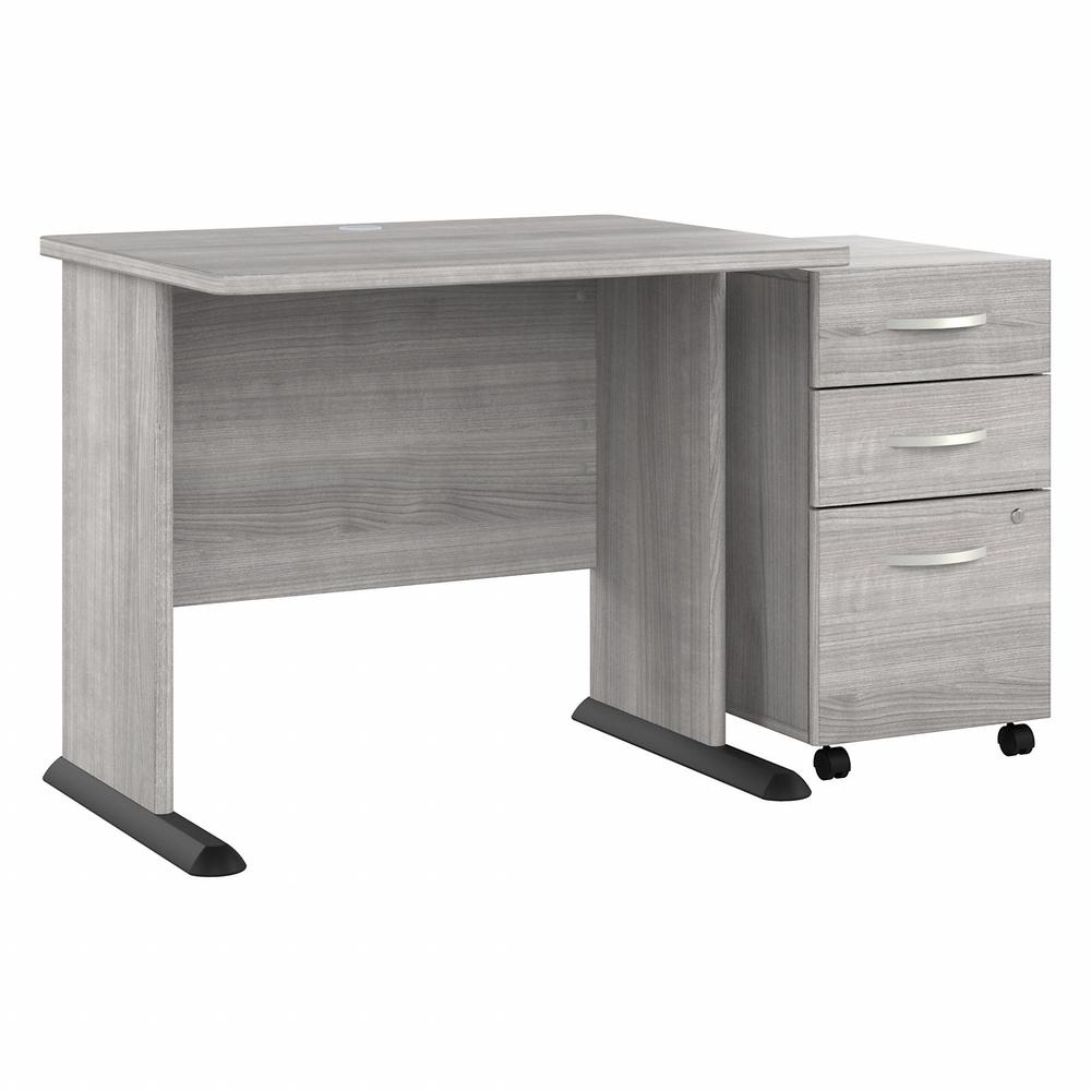 Bush Business Furniture Studio A 36W Computer Desk with 3-Drawer Mobile File Cabinet - 26.8" x 35.6"29.7" - 3 x File, Box Drawer(s) - Finish: Thermoplastic Laminate, Platinum Gray