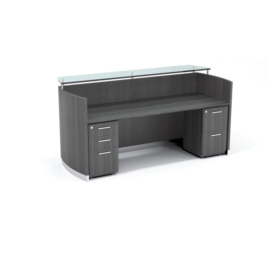 87-1/4" Reception Station with (1) Box/Box/File and (1) File/File Pedestal, Gray Steel