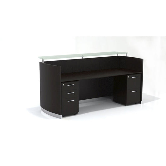 87-1/4" Reception Station with (1) Box/Box/File and (1) File/File Pedestal, Mocha