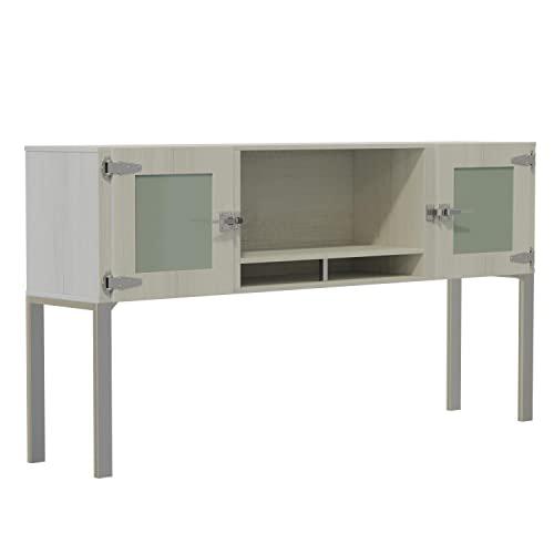 Mirella™ 72” Hutch with Glass Doors White Ash