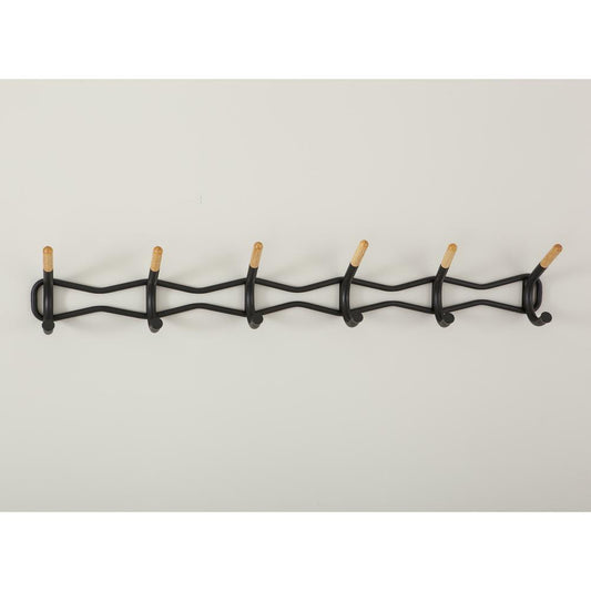 Family Coat Wall Rack, 6 Hook, Black