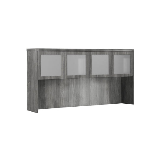 72" Hutch with Glass Doors, Gray Steel