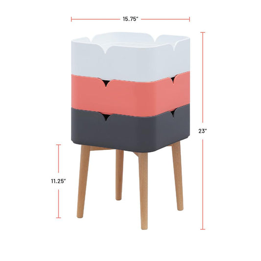 End Table with 3 Square Stacking Storage Bins