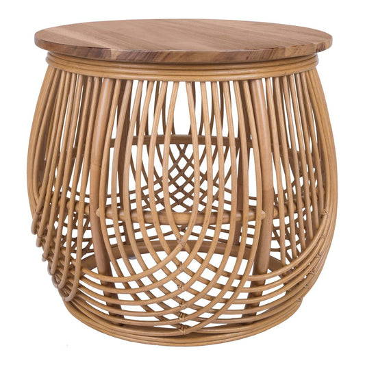 Arlo Rattan Side/ End Table w/ Wood Top