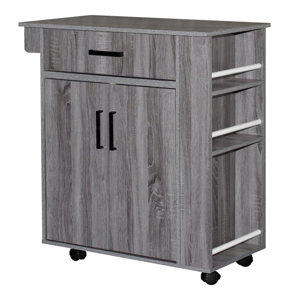 Better Home Products Shelby Rolling Kitchen Cart with Storage Cabinet - Gray