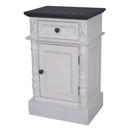 Ashbury One-Drawer/One-Door Lamp Table Antique White/Black