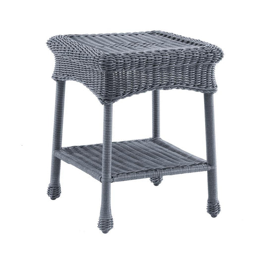 Maui Resin Wicker/ Steel Outdoor Side Table, Weathered Grey