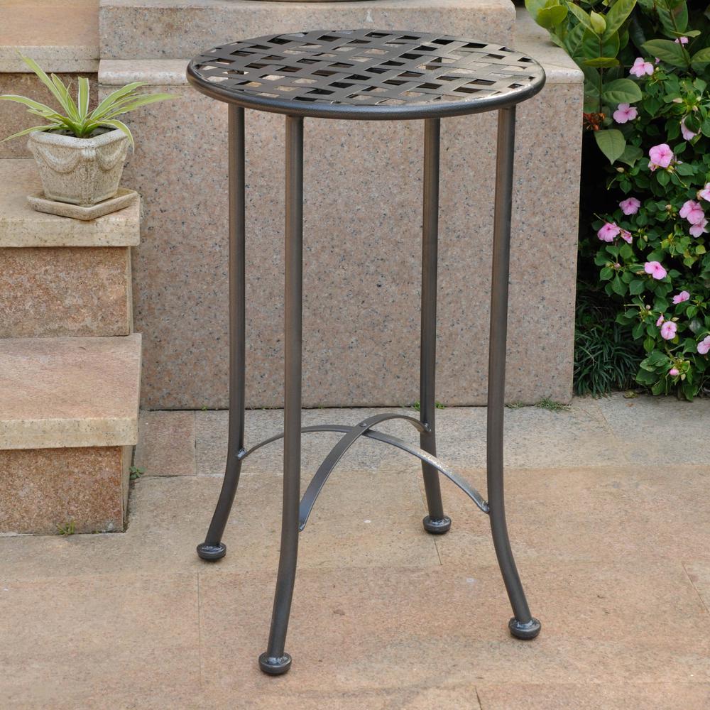 Mandalay 16-inch Outdoor Side Table, Hammered Pewter