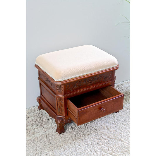 Upholstered Vanity Stool with One Drawer