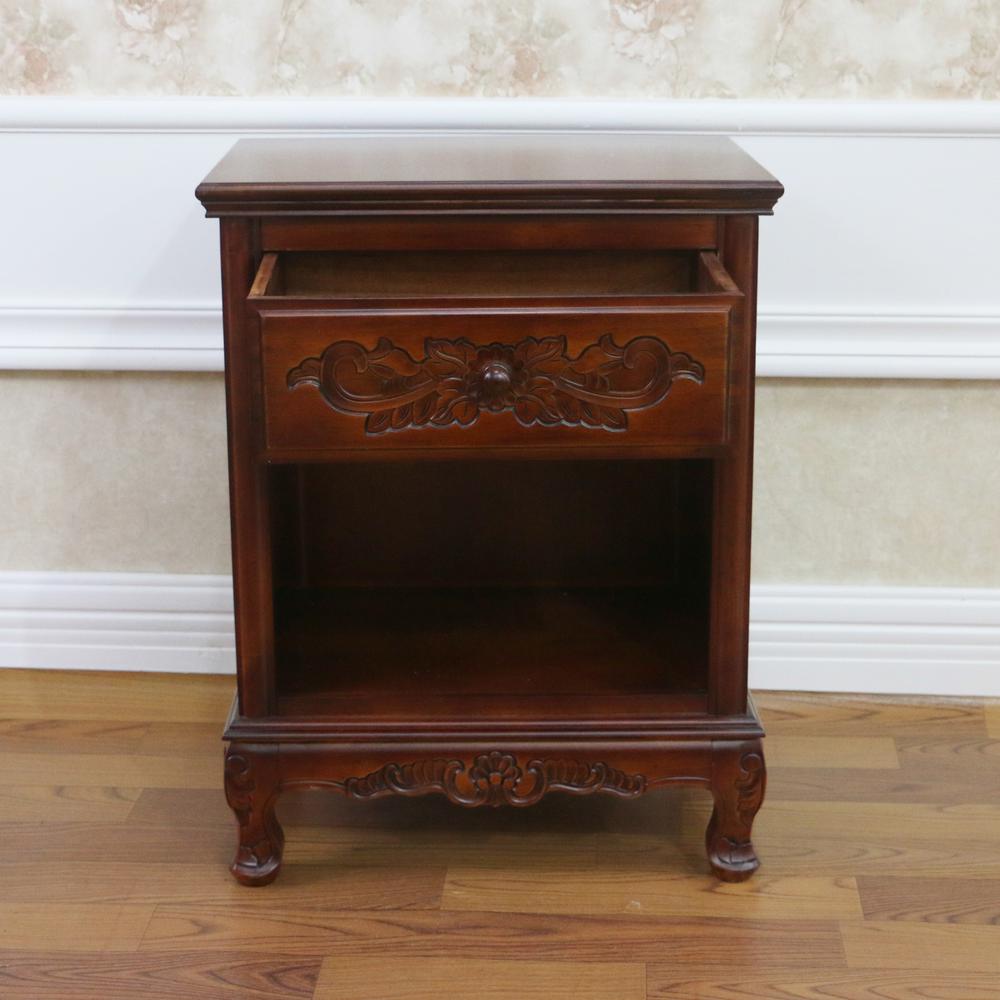 Windsor Hand Carved Wood 1-drawer Table