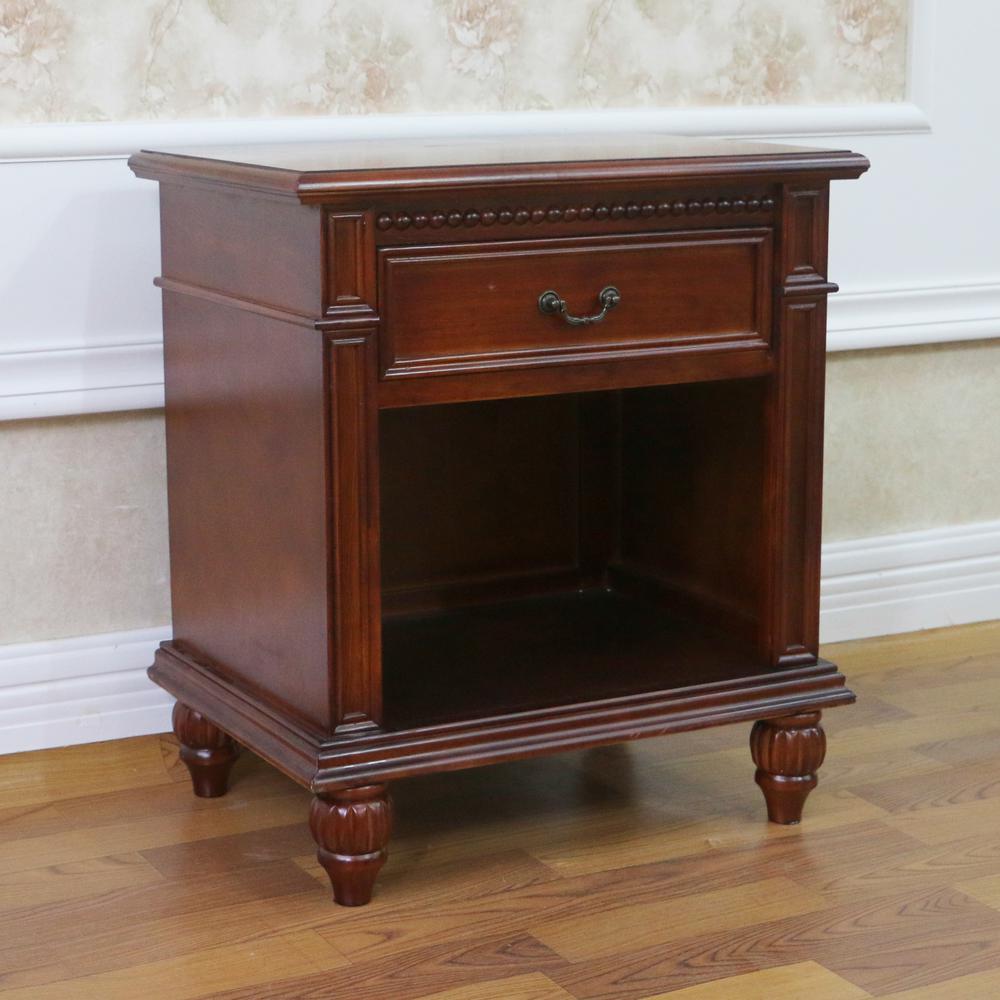 Windsor Hand Carved Wood 1-drawer Lamp Table