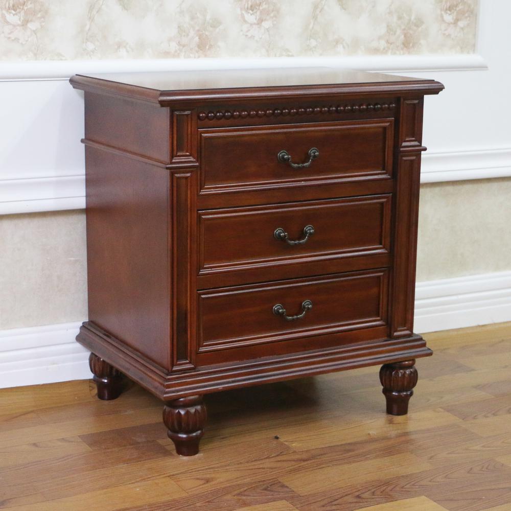 Windsor Hand Carved Wood 3-drawer Lamp Table