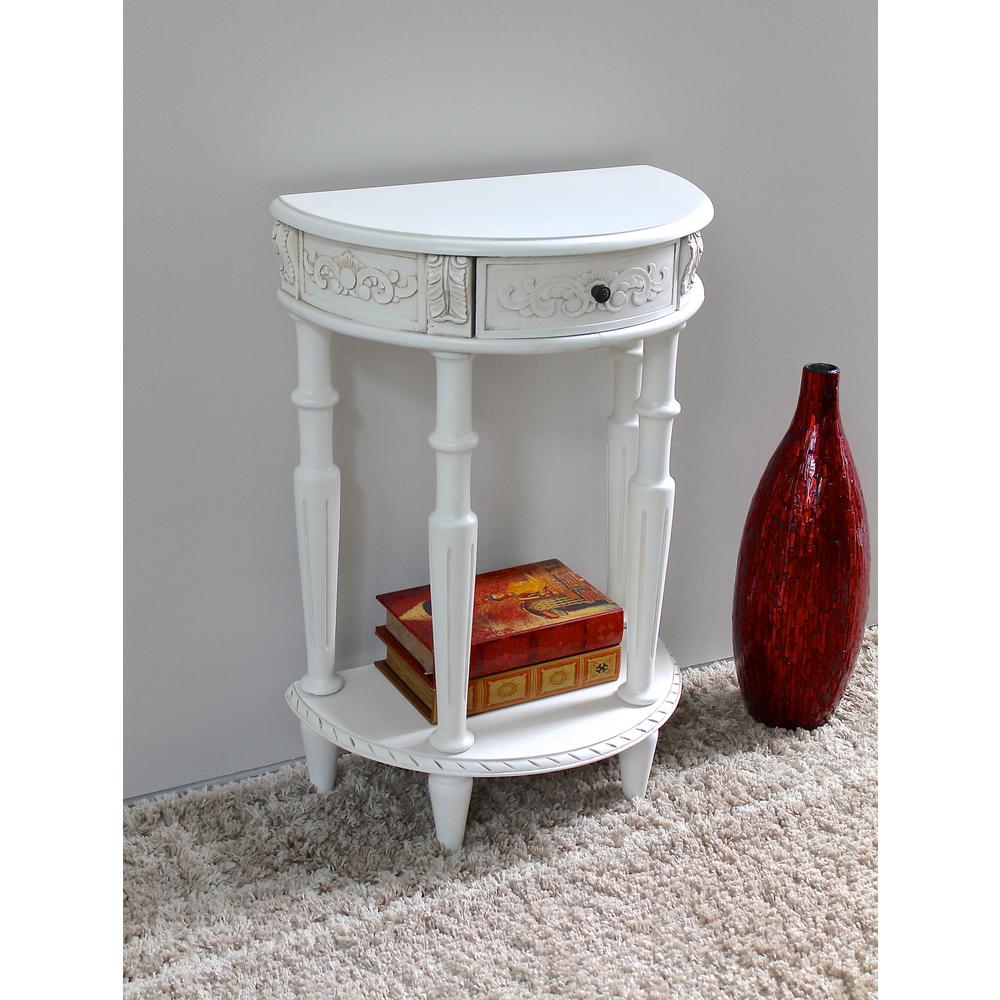 Carved Small 1/2 Moon 2-Tier Wall Table