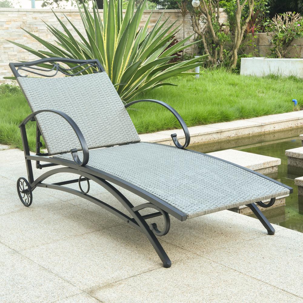 Valencia Resin Wicker/ Steel Multi-position Chaise Lounge, Grey