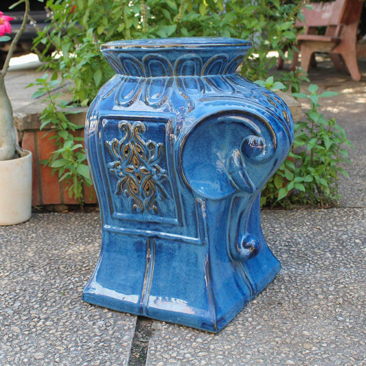 Navy Blue Contemporary Elephant Ceramic Garden Stool