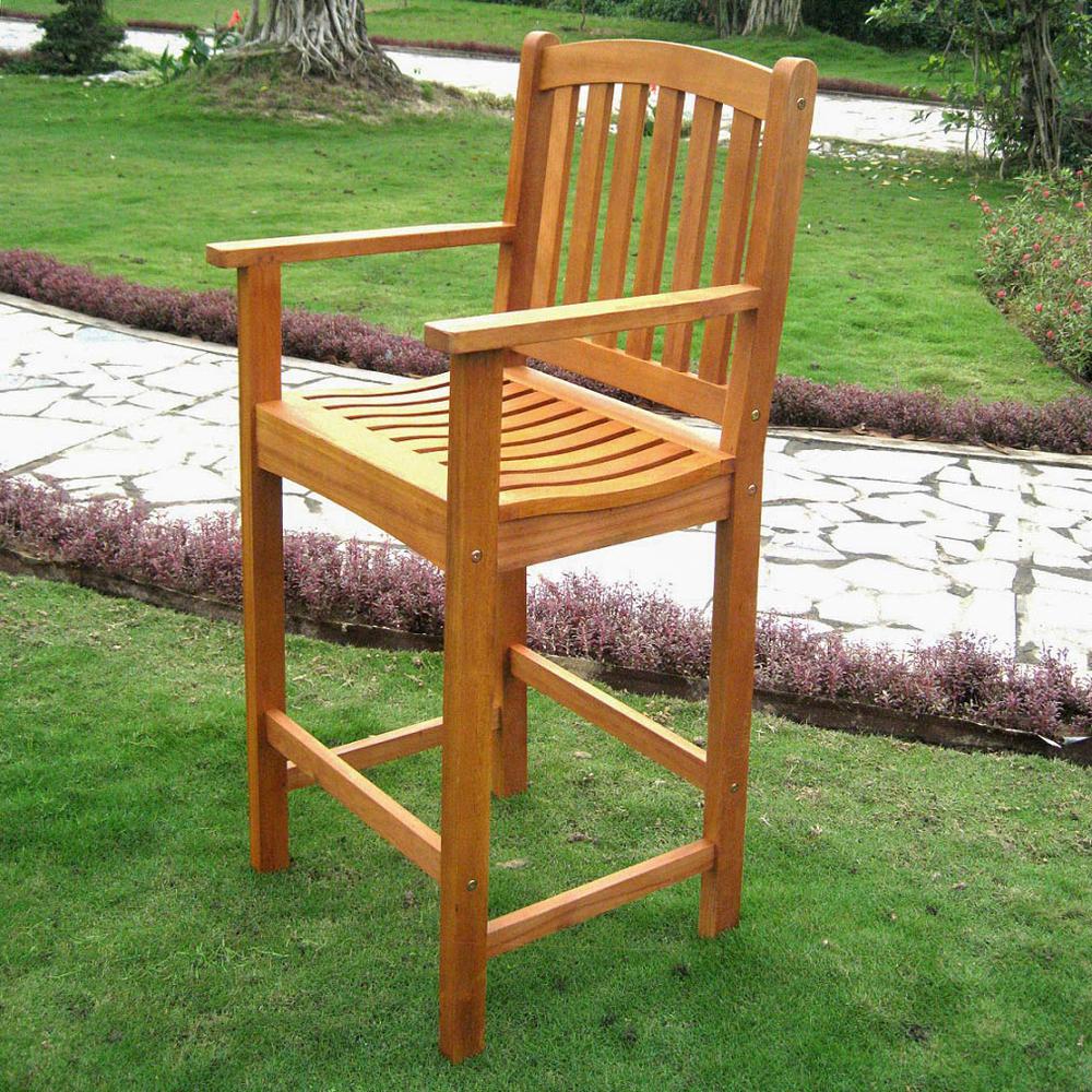 Royal Tahiti Wood Set of Two Bar Height Arm Chair