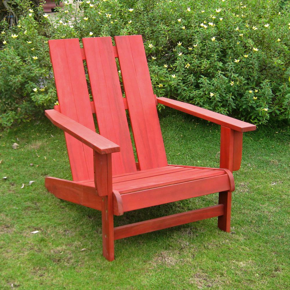 Acacia Large Square Back Adirondack Chair with Barn Red Finish