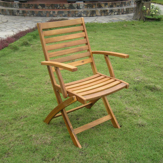 Acacia Folding S/2 Ladder Back Armchair