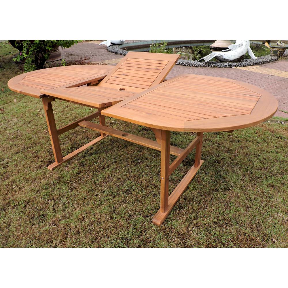 Royal Fiji 59-inch / 79-inch Acacia Oval Extendable Dining Table w/Fold Out Leaf, stain color