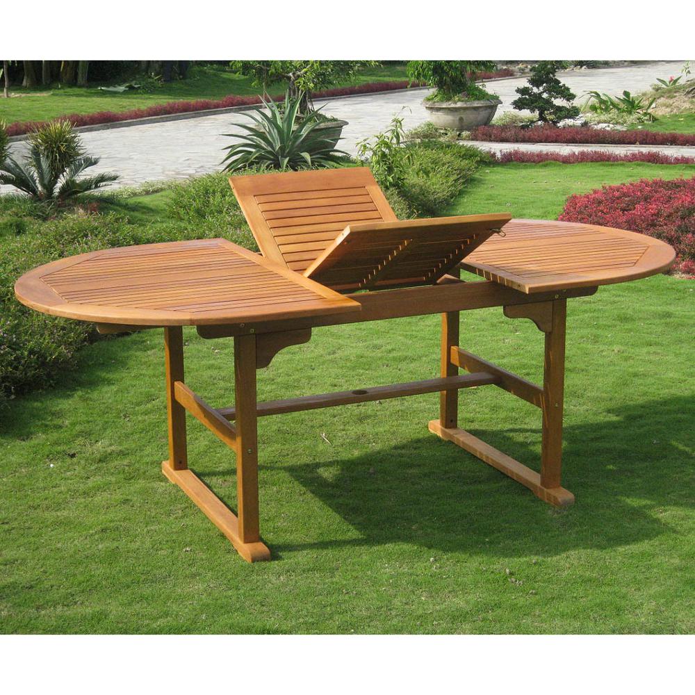 Royal Fiji 59-inch / 79-inch Acacia Oval Extendable Dining Table w/Fold Out Leaf, stain