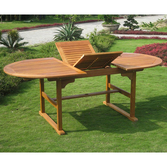 Royal Fiji 59-inch / 79-inch Acacia Oval Extendable Dining Table w/Fold Out Leaf, stain