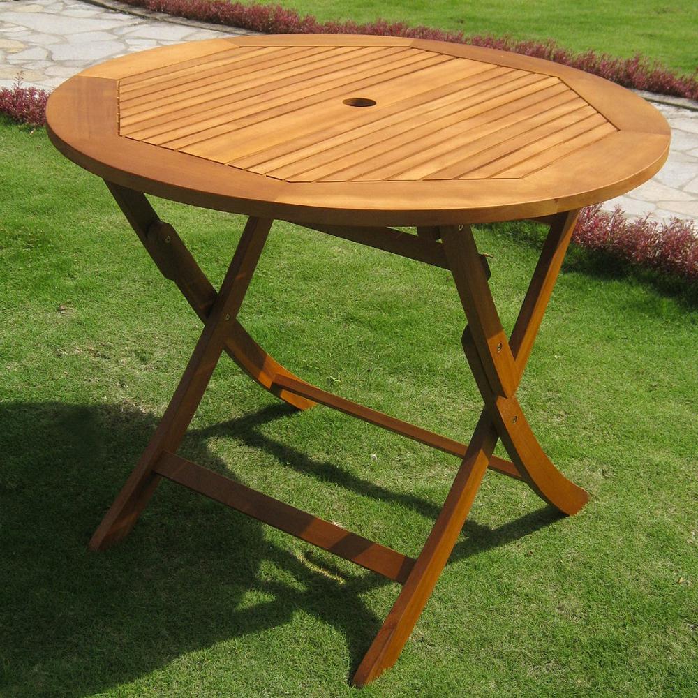 Royal Tahiti Outdoor 36" Round Wood Folding Table