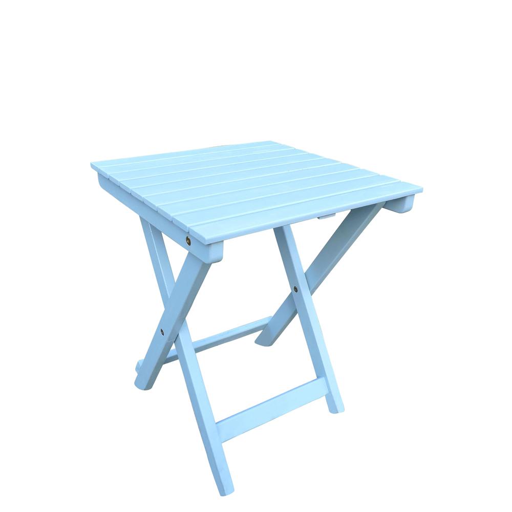 Acacia 16-inch Folding Side Table, Sky Blue