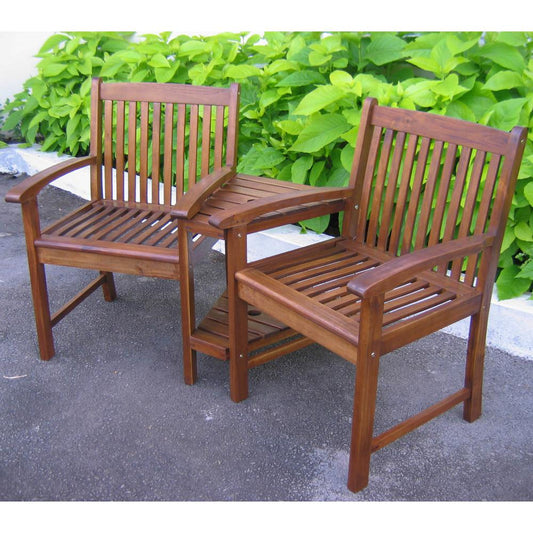 Outdoor Wood Corner Double Chair