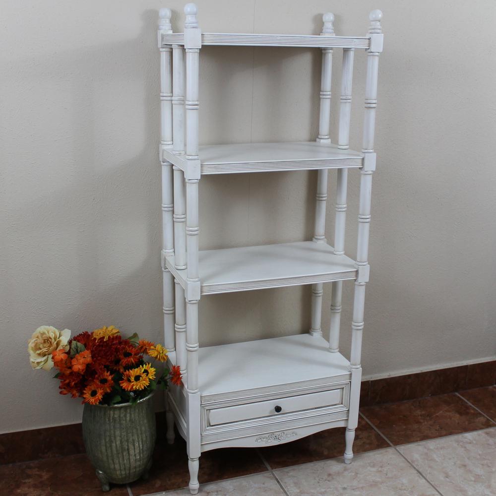 Carved Wood Windsor 4-Tier Bookshelf