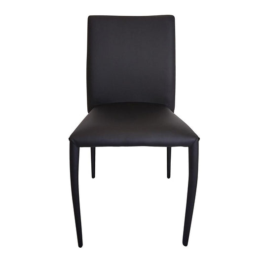 dining chair w/pu seat and legs,stackable, BLACK, Set of 4