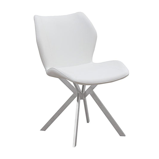 DINING CHAIR W/ WHITE SEAT AND STAINLESS STEEL LEGS, Set of 4