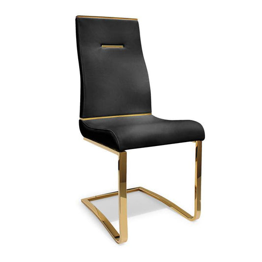 Dining Chair, Black seat with brushed gold base, Set of 2