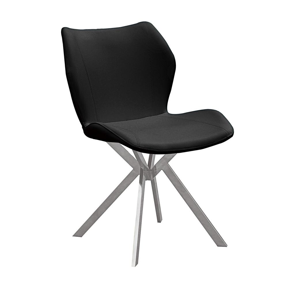 DINING CHAIR W/ BLACK SEAT AND STAINLESS STEEL LEGS