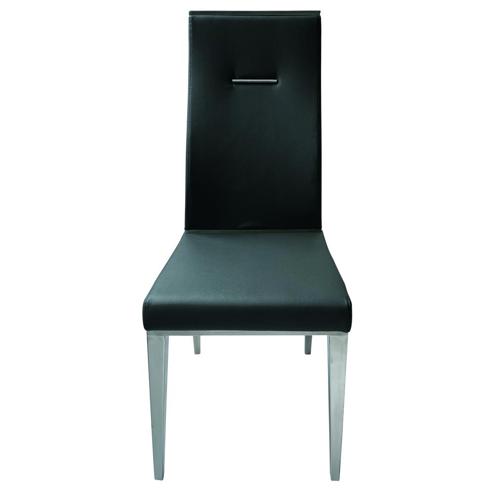 Black Dining Chair with Brushed Stainless Steel, Set of 4