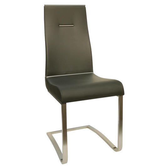 Dark Gray Dining Chair with Brushed Stainless Steel, Set of 2