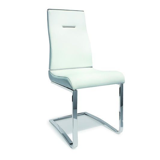 Dining Chair, white seat with stainless steel base, Set of 2